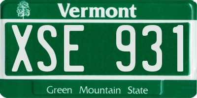 VT license plate XSE931