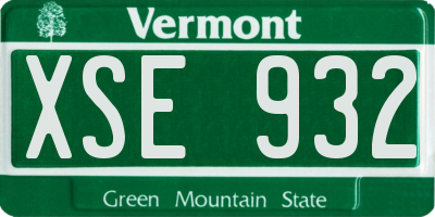 VT license plate XSE932