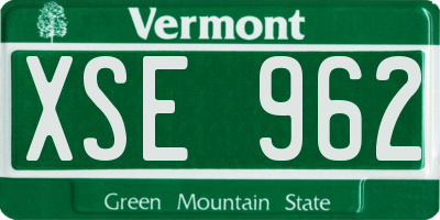 VT license plate XSE962