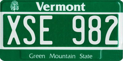 VT license plate XSE982