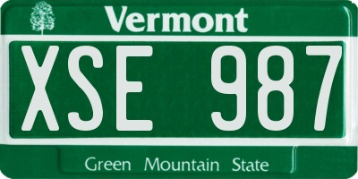 VT license plate XSE987