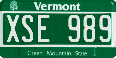 VT license plate XSE989