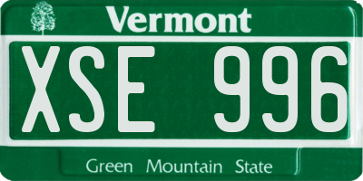 VT license plate XSE996