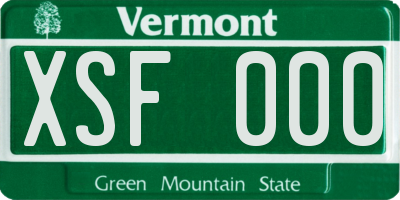 VT license plate XSF000