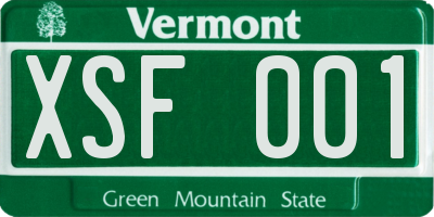 VT license plate XSF001