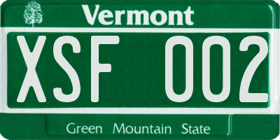 VT license plate XSF002
