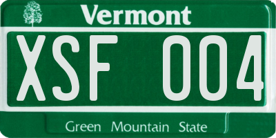 VT license plate XSF004