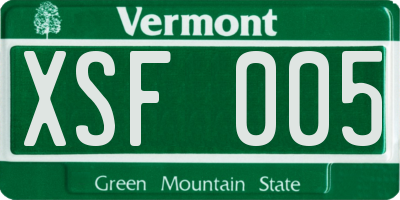 VT license plate XSF005