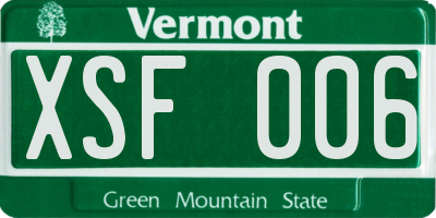 VT license plate XSF006
