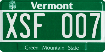 VT license plate XSF007