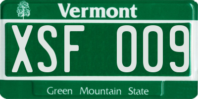 VT license plate XSF009