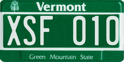 VT license plate XSF010