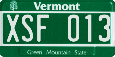 VT license plate XSF013