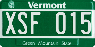 VT license plate XSF015