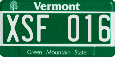 VT license plate XSF016