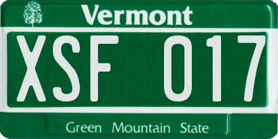 VT license plate XSF017