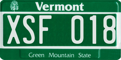 VT license plate XSF018