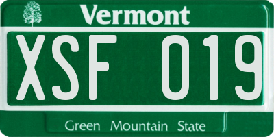 VT license plate XSF019