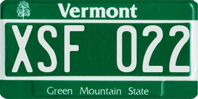 VT license plate XSF022