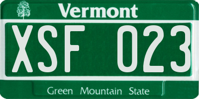 VT license plate XSF023