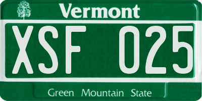 VT license plate XSF025