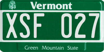 VT license plate XSF027