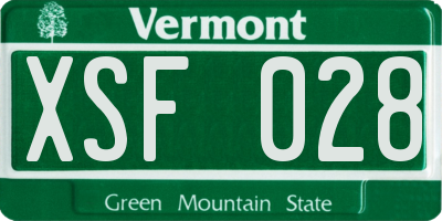 VT license plate XSF028