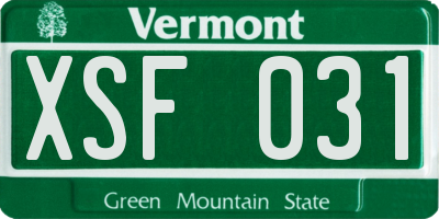 VT license plate XSF031