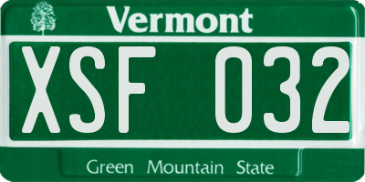 VT license plate XSF032