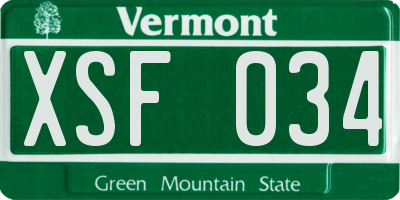 VT license plate XSF034