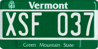 VT license plate XSF037