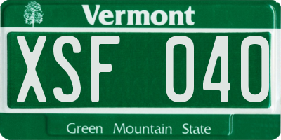 VT license plate XSF040