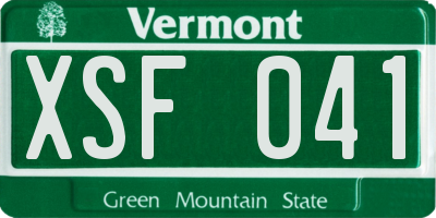 VT license plate XSF041