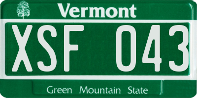 VT license plate XSF043