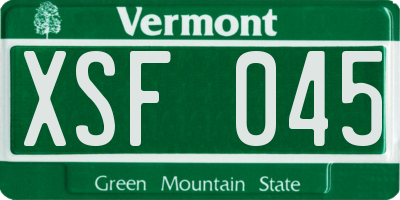 VT license plate XSF045