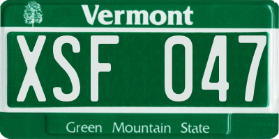 VT license plate XSF047