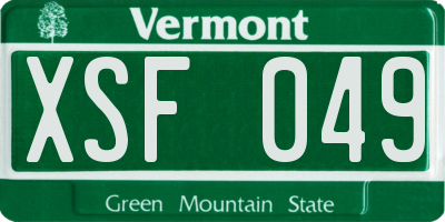 VT license plate XSF049