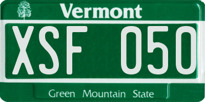 VT license plate XSF050