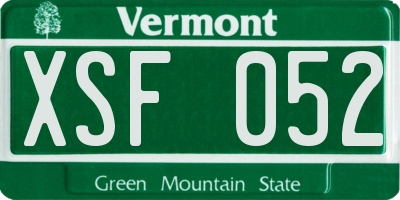 VT license plate XSF052