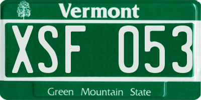 VT license plate XSF053