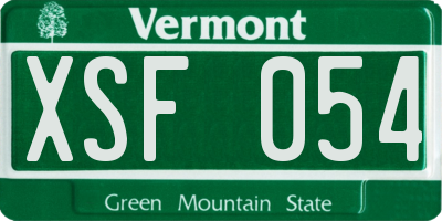 VT license plate XSF054