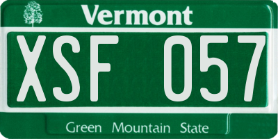 VT license plate XSF057