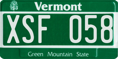 VT license plate XSF058