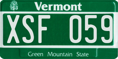 VT license plate XSF059