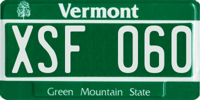 VT license plate XSF060