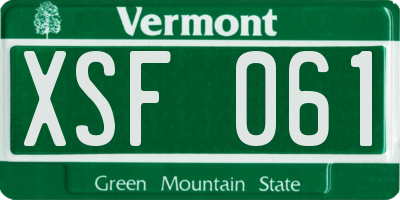 VT license plate XSF061
