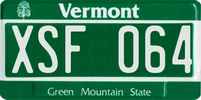 VT license plate XSF064