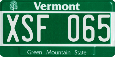 VT license plate XSF065