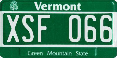 VT license plate XSF066
