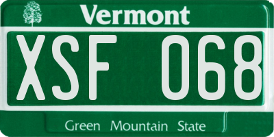 VT license plate XSF068